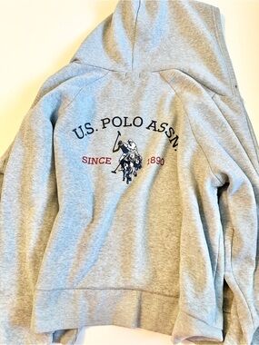 U.S. Polo Assn. Light Gray Hoodie with Polo Player Logo